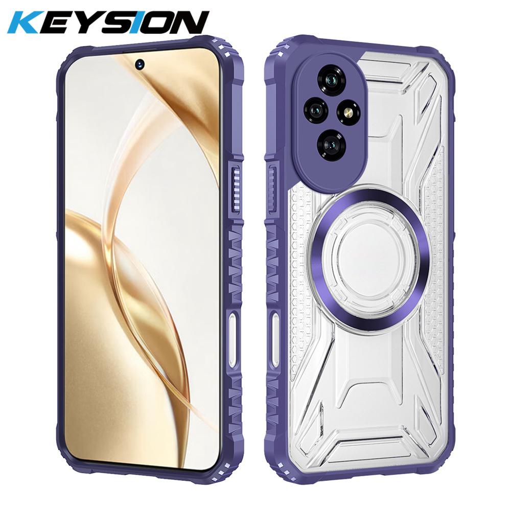 

KEYSION Transparent Magnetic Case for HONOR 200 5G Silicone+PC Heavy Duty Shockproof Phone Back Cover for for Huawei Honor 200 5G for Honor 200 фиолетовый