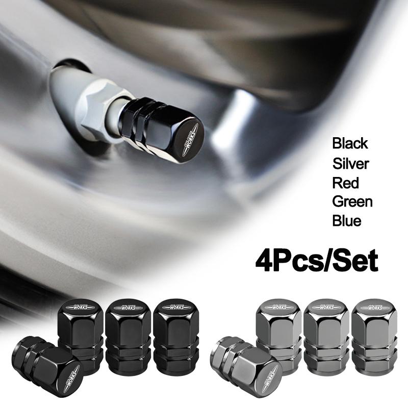 4PCS Car Tire Valve Caps Emblem Metal Cap Case Dust Covers Accessories For WORKS Mini Cooper One JCW F54 F55 F56 R57 R61 Clubman
