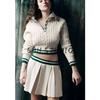 Spring New Women's Clothing Wide Pleated Knitting Mini Skirt 6771048 Eight-Strand Woven Lapel Knitwear 6771047