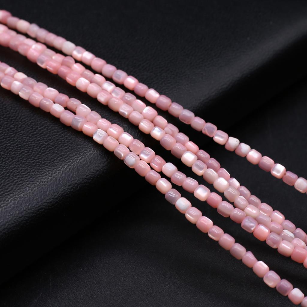 1Strand Natural Freshwater Shell Beads 3.5×3.5mm,Square Coloured Shell Loose Spacer Beads for Jewelry Making DIY Bracelet Accessories Beading 38cm