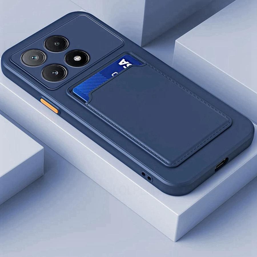 Wallet Card Holder Slot Back Soft Silicone Case For Xiaomi 14T 11T 13T 15T Poco C75 X7 F7 M8 Redmi A3 9C 13C 14C Note 9 10 11 12 13 14 15 Pro Cover