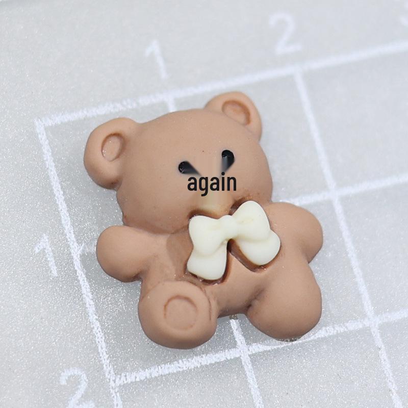 Cartoon Little Bear & Rabbit Resin Ornaments: Beige Milk Tea Phone Case & DIY Hair Accessories