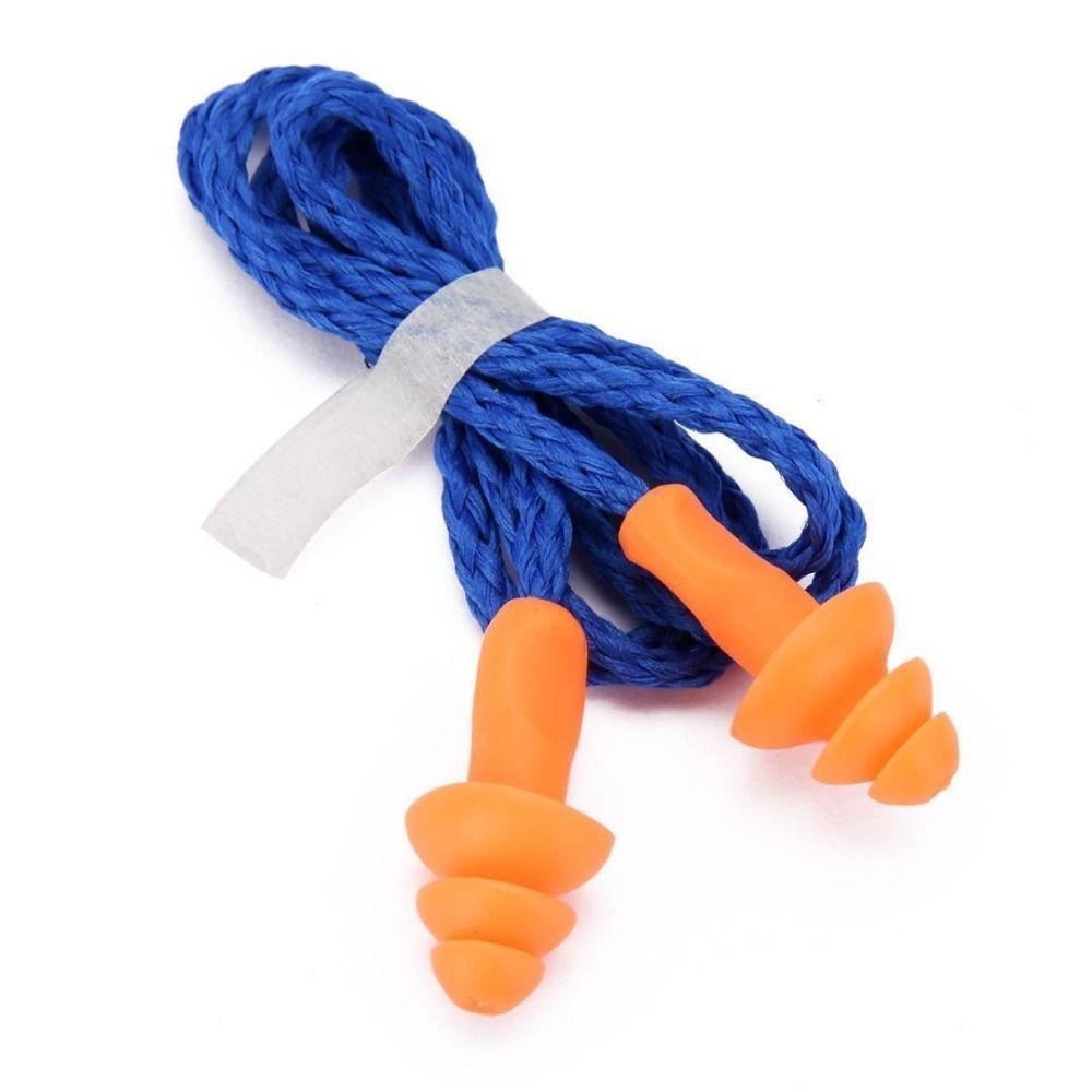 10PCS Corded Silicone Noise Earplug Tapered Ear Plugs Swimming Insulation Earplug  Sleep Aid