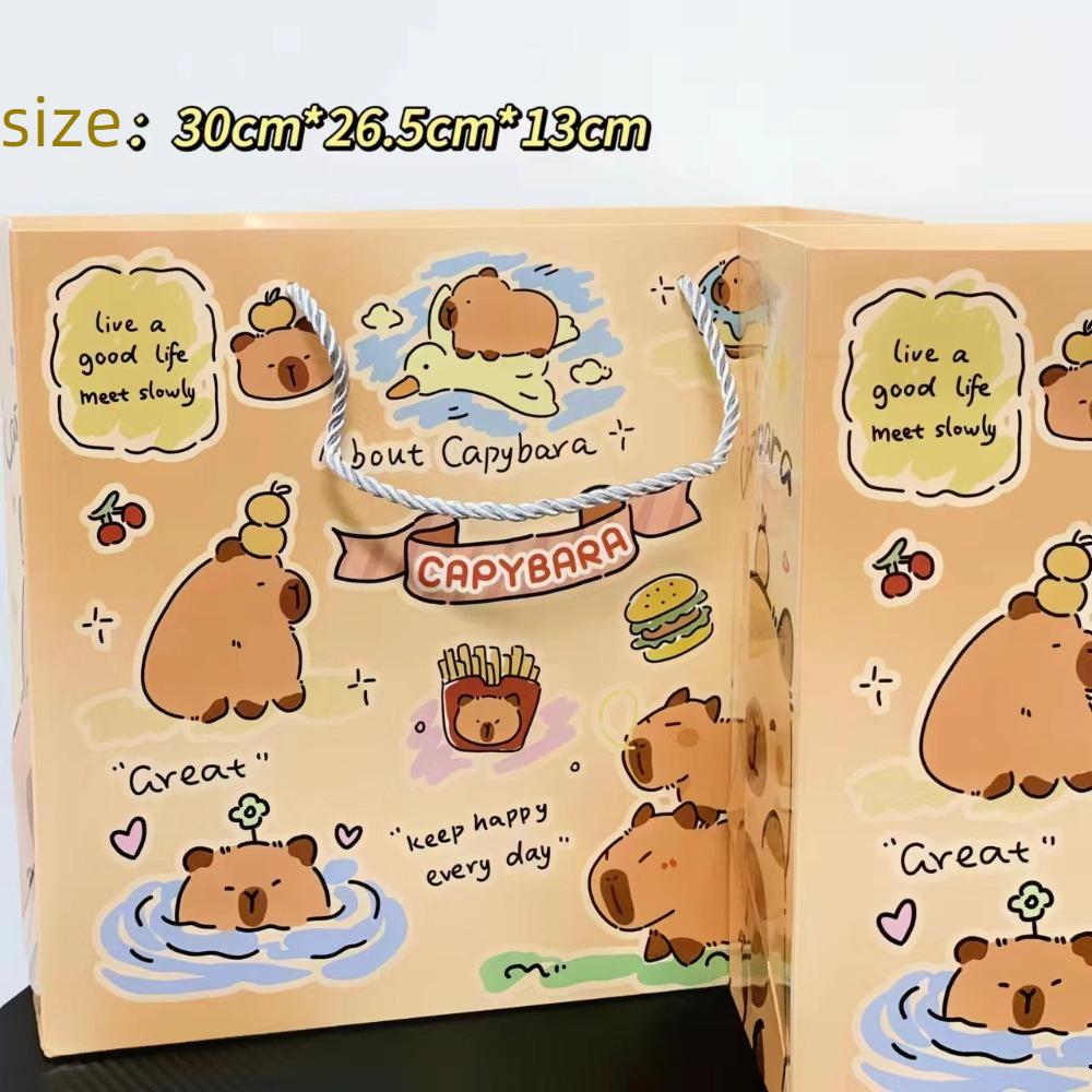 Creative Capybara Handbag Large Capacity Cartoon Paper Bags Foldable Storage Bags
