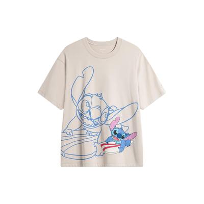 Collaborazione Li Ning X Disney Serie Stitch Maglia a Maniche Corte Sportiva Casual Girocollo Stampata Uomo T-Shirt Grigio Mica ATSU157-5