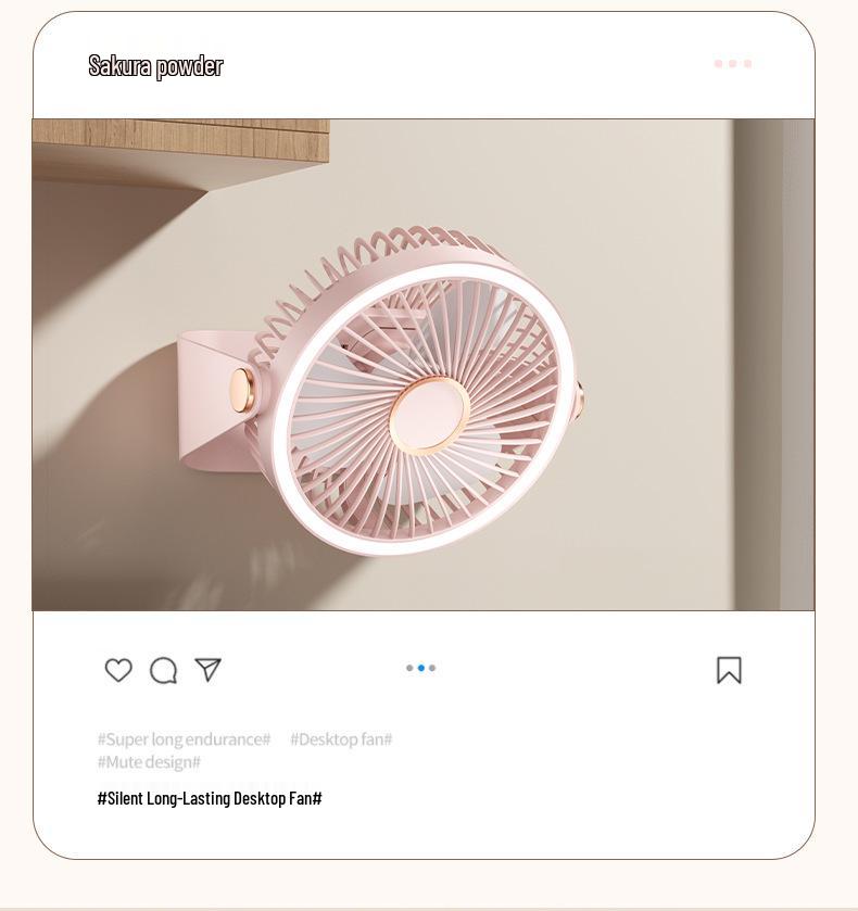 2026 Portable USB Charging Clip-on Desktop Fan with Light for Dorm Use