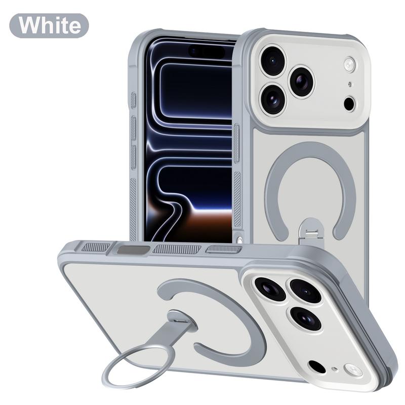 Magnetic For Magsafe Stand Phone Case For iPhone 17 Pro Max 16 15 14 13 Luxury 360 Rotating Ring Holder Protection Shockproof Cover