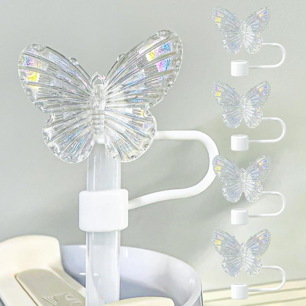 1PC Laser Butterfly Straw Plug Dust Cap For Stanley 30&40Oz Tumbler Reusable 10mm Sippy Cover Water Cup Decoration Accessories
