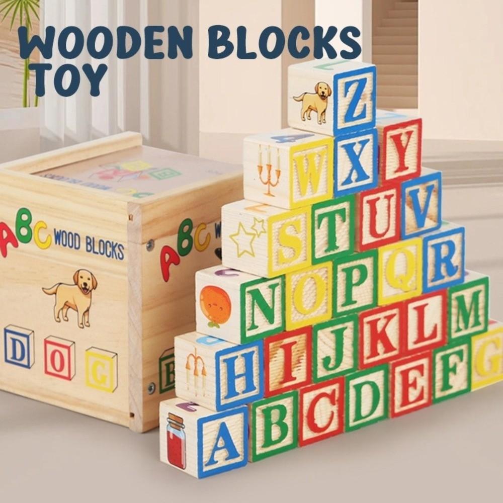 Multi-functional Letter Cognitive Toys 27-grain Stamping Blocks Cube Stacking Game  3-6 Years Old