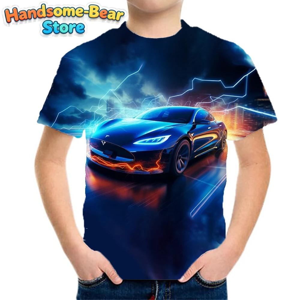 Kids Clothes Boys Tshirt Short Sleeve Stylish Car Racing Graphic T Shirts Children Summer Clothes Casual Streetwear Boys Clothes