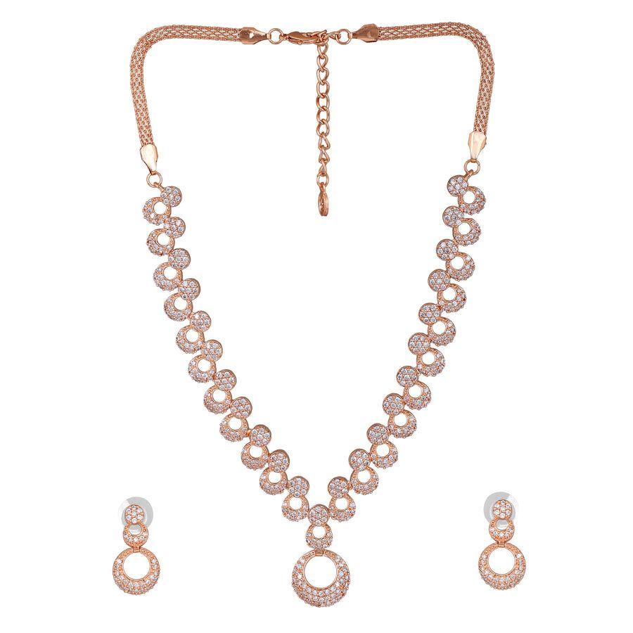 Estele – Designer-Halskettenset mit Zirkonia in Roségold für Damen