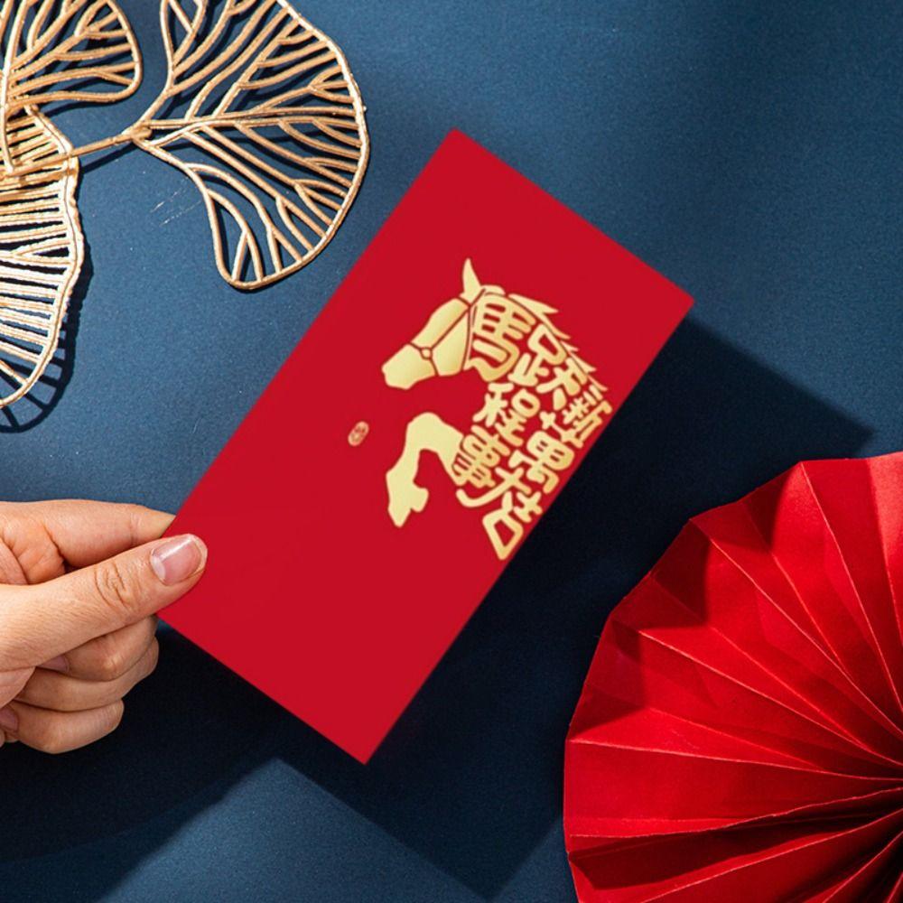6pcs Blessings Printing 2026 Horse Year Red Envelope Hot Stamping HongBao  Wedding