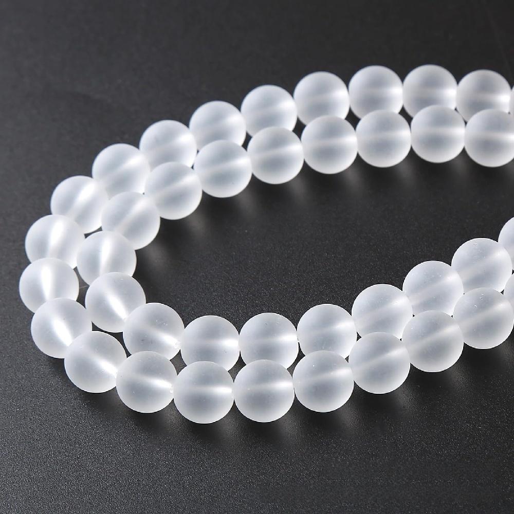 Matte Bergkristall Quarz Onyx Stein Runde Perlen 15" Strang Glatte Lose Zwischenperlen 4/6/8/10/12mm für Schmuckherstellung DIY Armbänder Zubehör