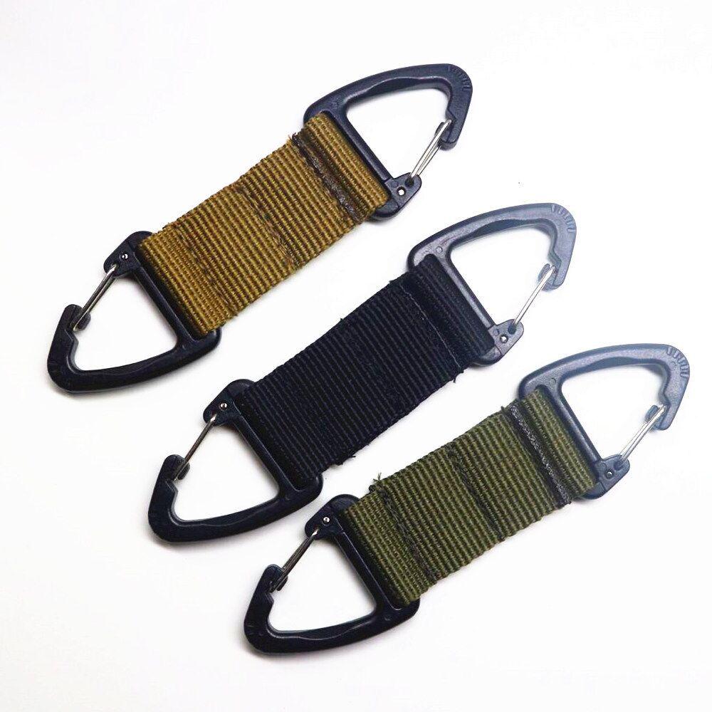 Outdoor Tactical Nylon Carabiner: Double-Point Triangle Buckle with Quick Release Keychain