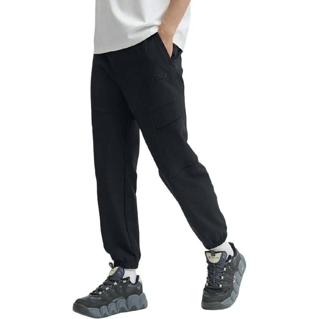 FILA Heritage Comfortable Solid Color Woven Casual Pants Men bottoms Black F11M448802F-BK