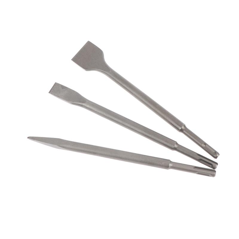 3Pcs Sds-Plus Shank Chisel Set For Rotary Hammer Drills Masonry Concrete Drill Bit Kit Include Point Flat Scaling Chisels