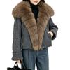 Winter new real fox fur collar knitted splicing down jacket women's short white duck down loose and thin versatile jacket