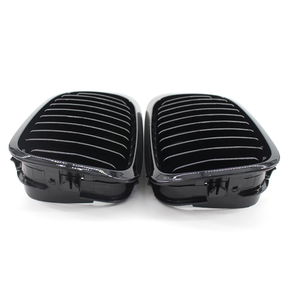 2Pcs Front Center Kidney Grilles Matte Glossy Front Kidney Slat Style Grill for BMW E46 Pre-Facelift 2 Door Coupe Cabriolet