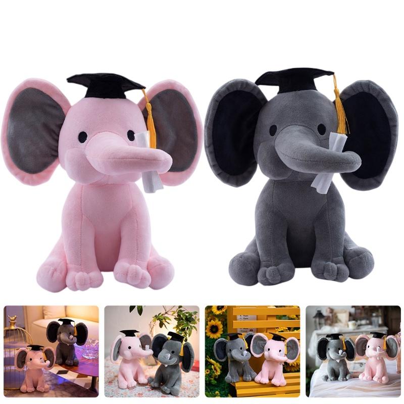 Cute Elephant Plush Toy With Graduation Hat Perfect Graduation Gift