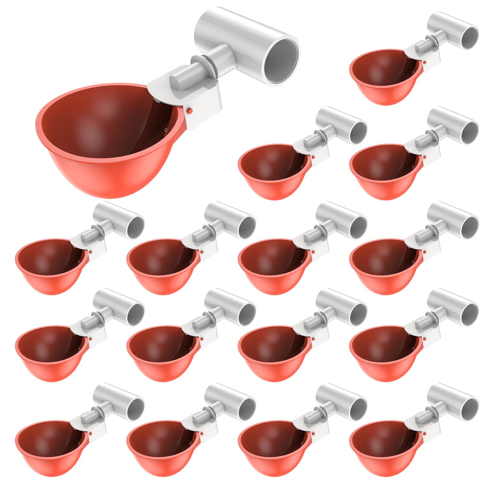 

16Pcs Chicken Drinking Cup Automatic Drinker Chicken Feeder Plastic Poultry Waterer Drinking Water Feeder Chicks Duck Goose