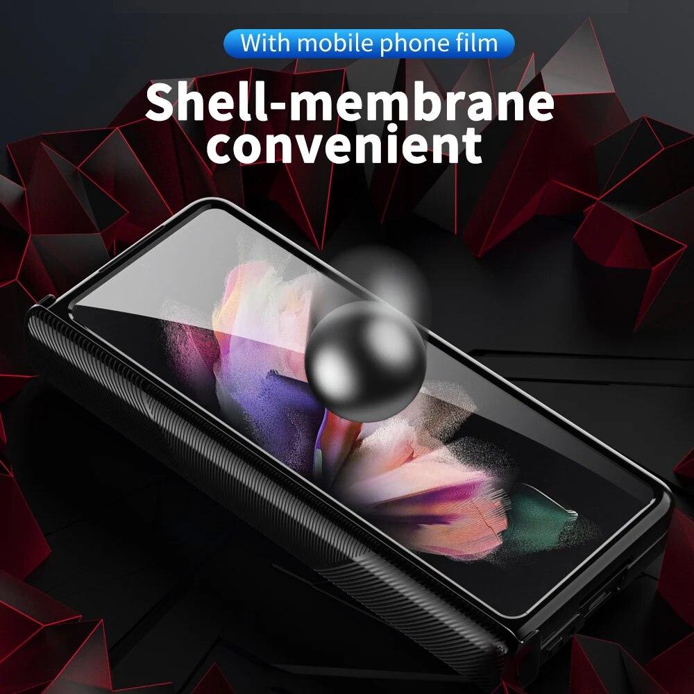 Transparente Hülle für Samsung Galaxy Z Fold 3 4 5, magnetisch, mit S Pen, gehärtetem Film, Kickstand-Schutzhülle