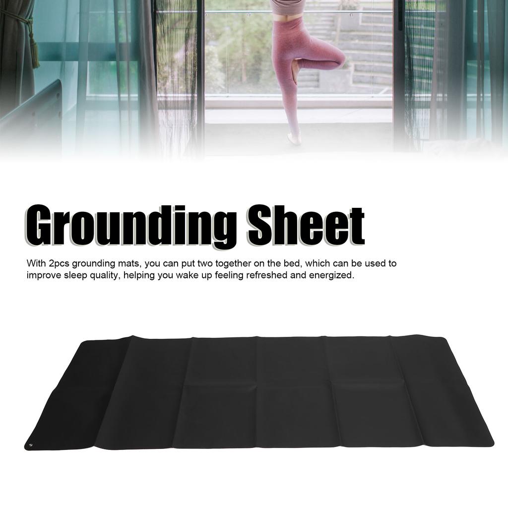 2pcs Grounding Mat Stress Relief Reduce Inflammation Soft PU Lether Bed Grounding Mat with 5m Cable 180 X 68cm