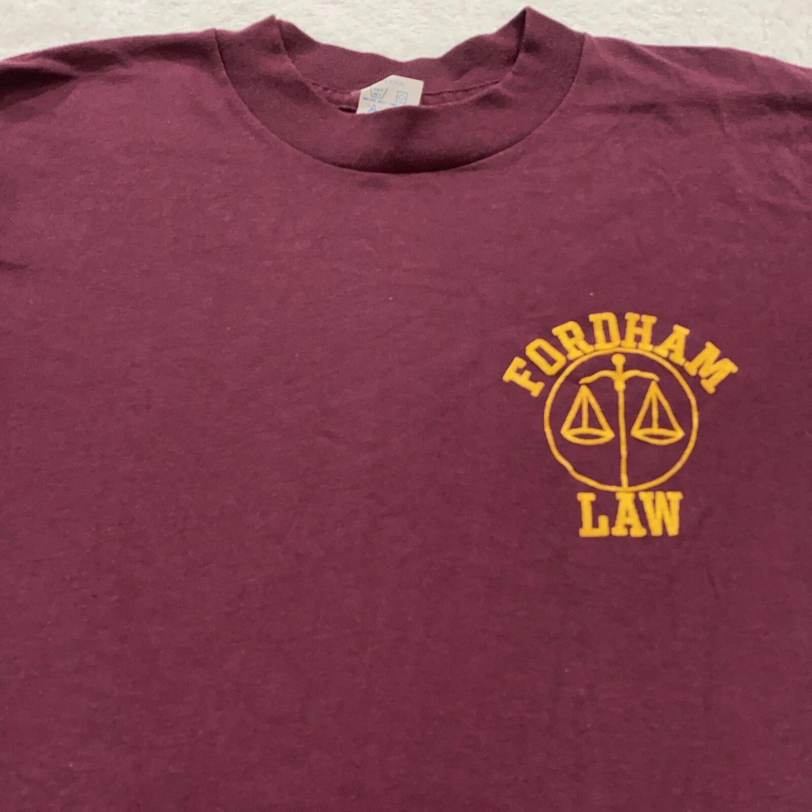 vtg 80s FORDHAM UNIVERSITY SCHOOL OF LAW T-Shirt XS New York City single stitch XL