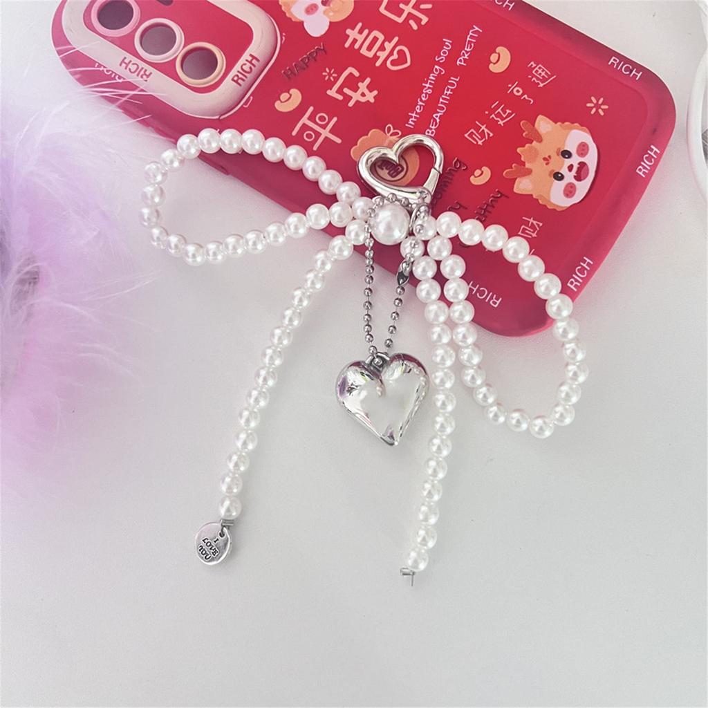Versatile Fashion Key Chain Accessory Trendy Heart Bowknot Pendant Keychain Simple Keyrings Accessory for Bag Purse