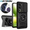 KEYSION Magnetic Phone Case for IQOO Z10 Lite Slide Camera Protection Upright Kickstand Ring Shockproof Cover for IQOO Z10 Lite