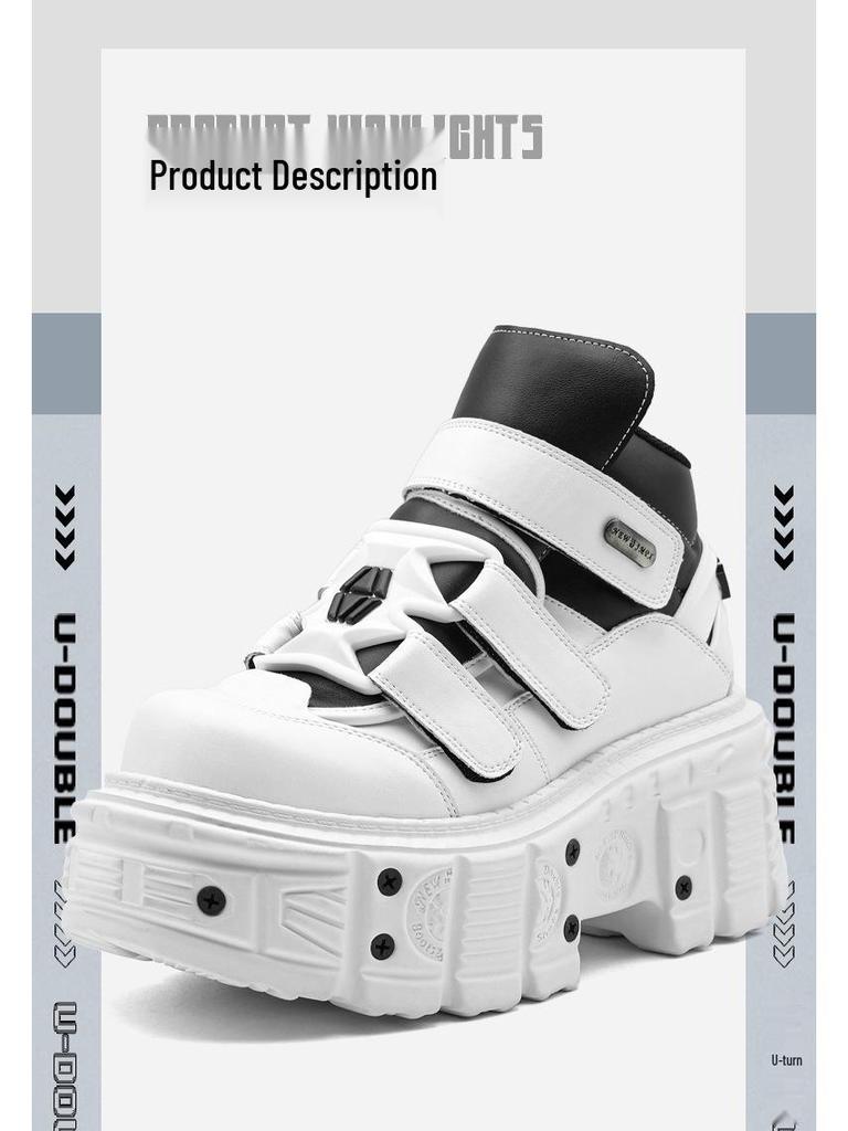 Summer Cross-border Platform Punk Boots: Unisex Thick-soled, Height-increasing High-top Shoes.