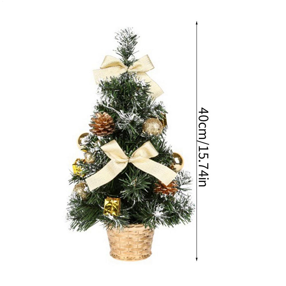 40cm Artificial Christmas Tree Table Ornament with LED Light Balls Christmas Decoration for Home New Year Gift Mini