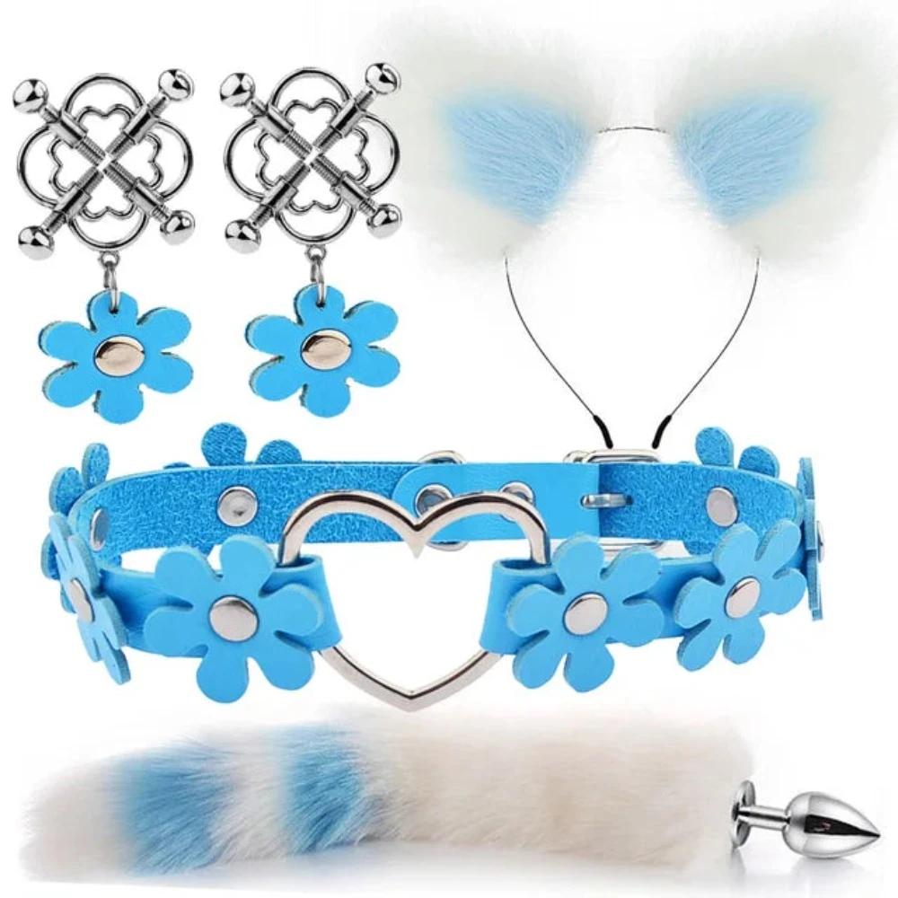 Cute Fox Tail Anal Plug Cat Ears Headbands Set Adult Toys For Women Butt Plug Tails