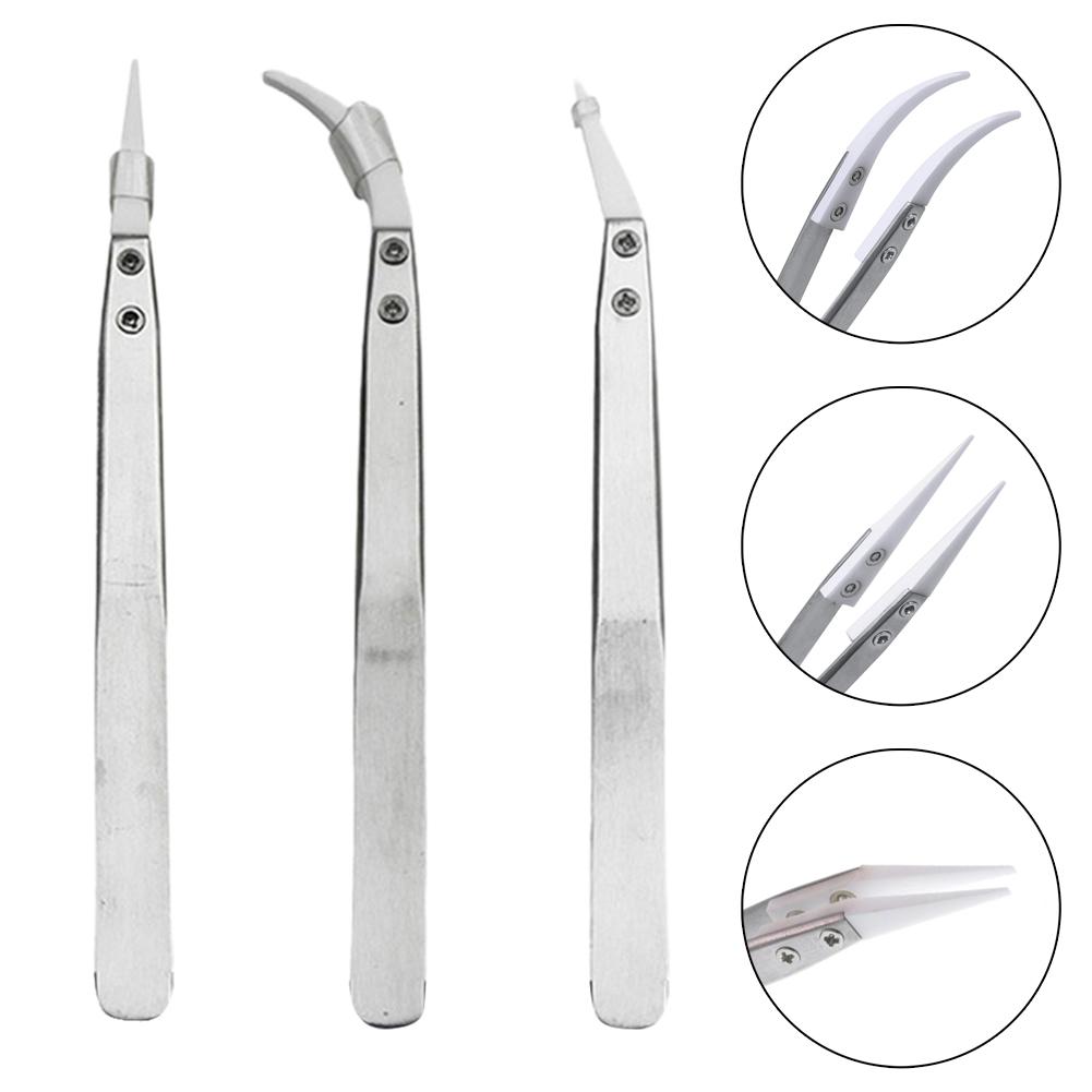 Ceramic Tweezers High Temperature Straight Tip Tweezers Wear Resistant