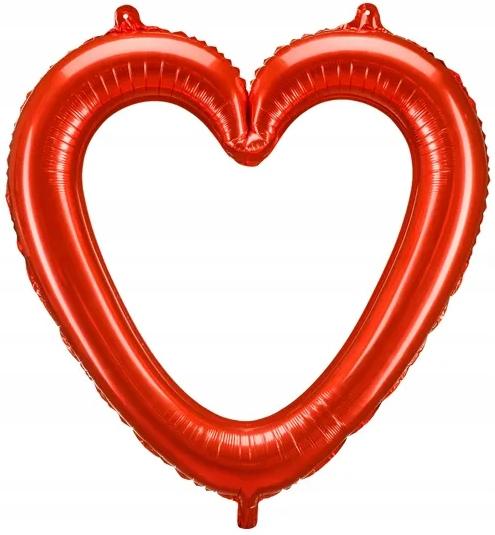 Partydeco Bruiloft foto Frame - hart - rood - 84 x 84 cm - opblaasbaar/folie ballon - photo prop