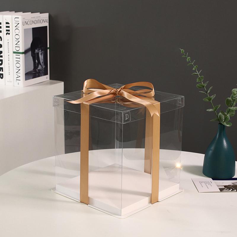 Transparent Gift Box Clear Plastic Cake Box Candy Storage Containers Dessert Present Decoration Wedding Birthday Party Supply
