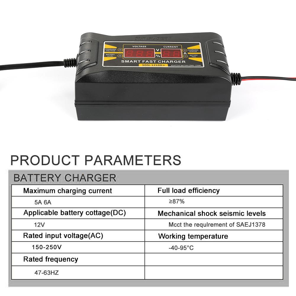 12V 10A Încărcător de baterie de mașină inteligentă pentru motocicletă Afișaj LCD Conexiune SUA Încărcare rapidă de putere Accesorii pentru încărcător de baterie de mașină