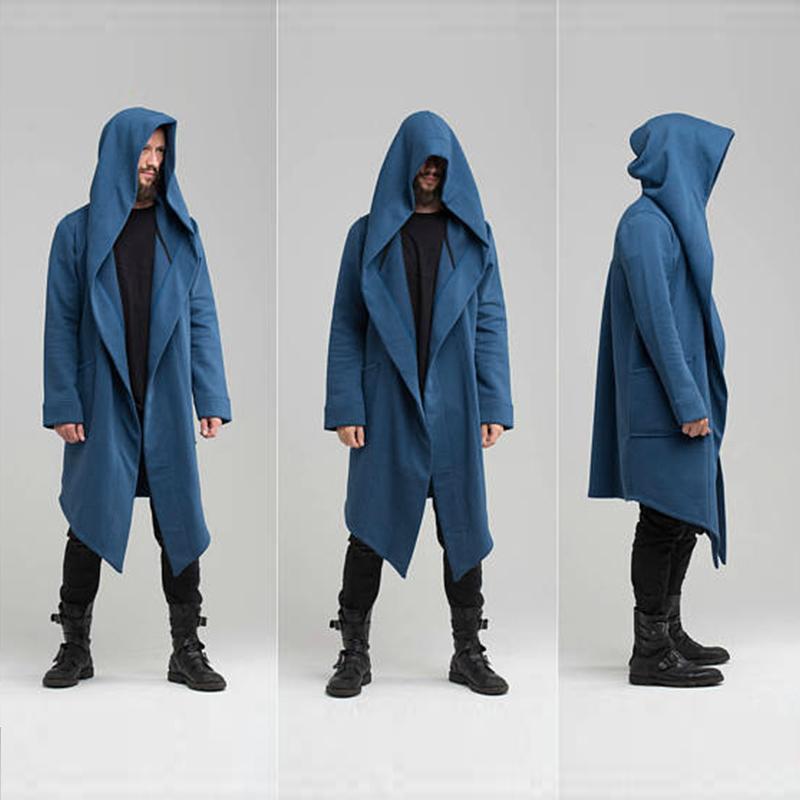 Autunno e Inverno Maglione Cardigan in Pile Tinta Unita Cappotto Spesso da Uomo Commercio Estero Cappotto Lungo con Cappuccio da Uomo