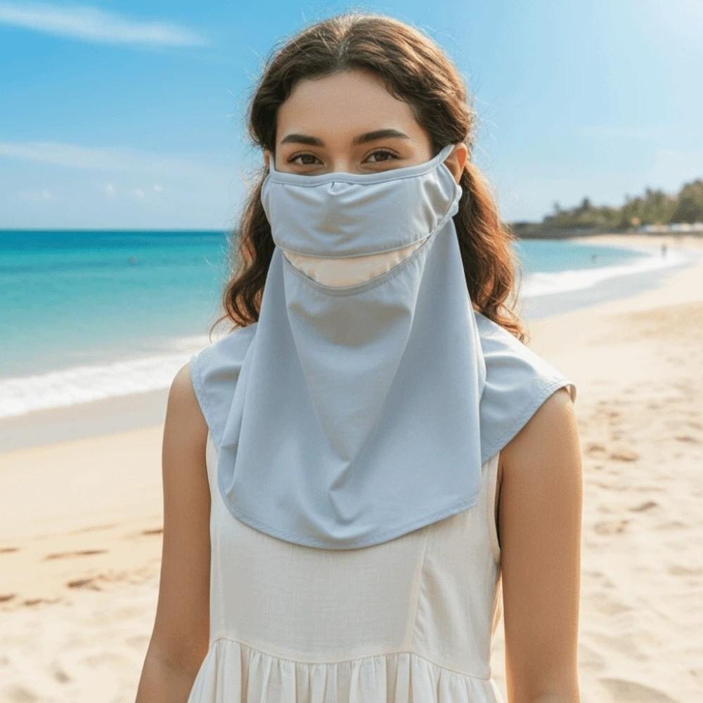 Elastic Face Sun Protection Ice Silk Breathable Sunshade Mask Sunscreen Mask with Shawl  School