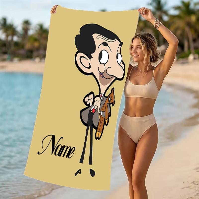 Customizable personalized beach towels Mr. Bean themed designs.Suitable for the beach, yoga, sports;ideal as beach accessories