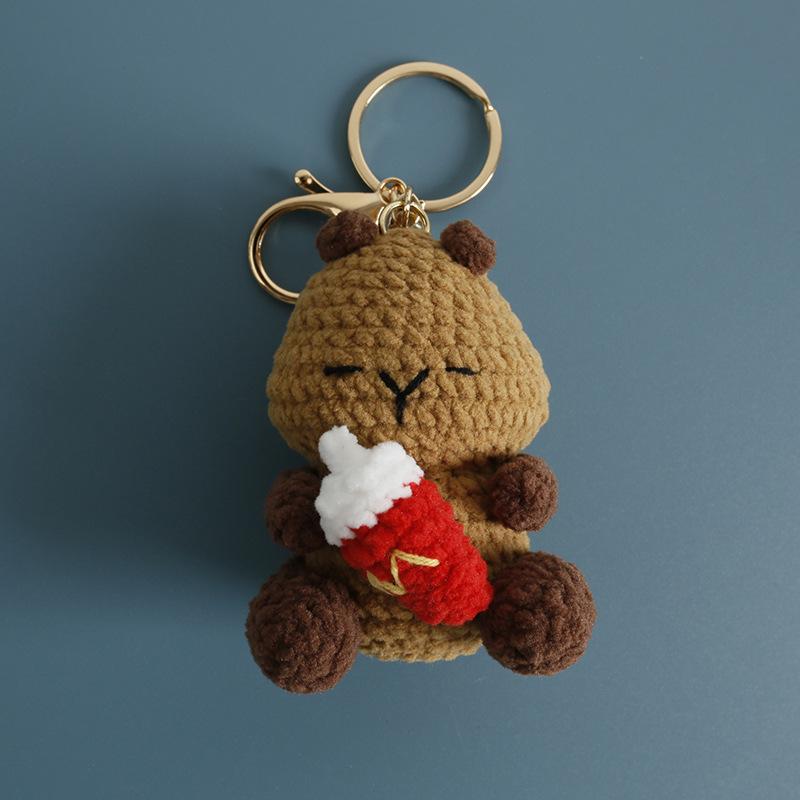 Handmade Crochet Cute Sheep And Bee Cartoon Doll Keychain Pendant