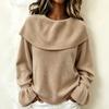 Women's Casual Ruffle Long Sleeve Pullover Sweater Top, Loose Fit for Everyday Wear