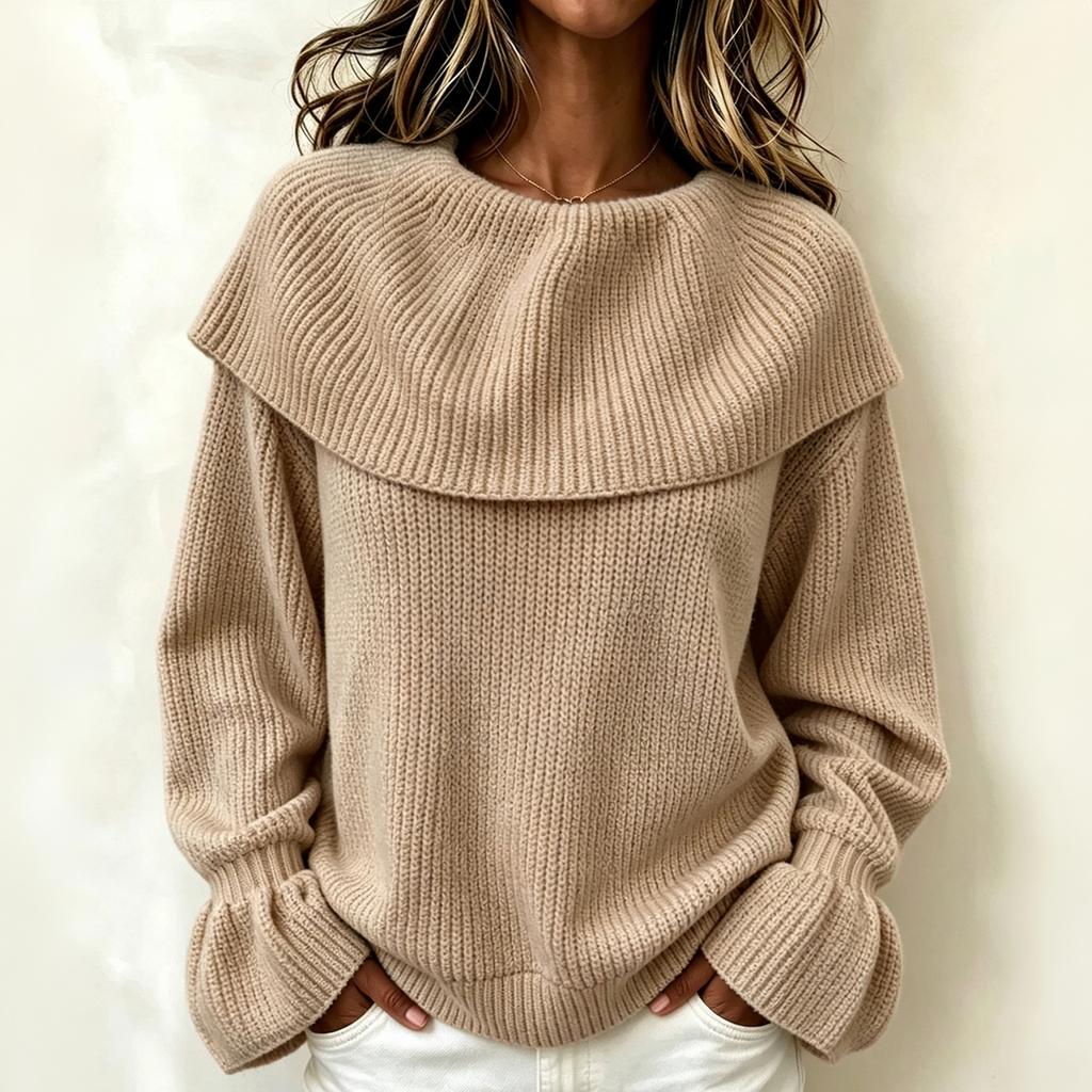 Women's Casual Ruffle Long Sleeve Pullover Sweater Top, Loose Fit for Everyday Wear
