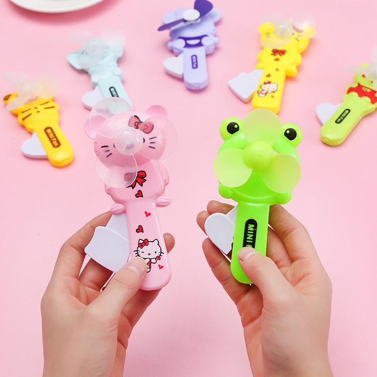 Adorable Cartoon Hand-Crank Mini Fan - Portable Handheld Freebie Gift