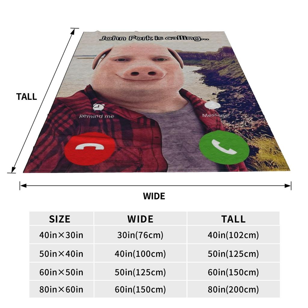 John Pork volá Vtipný meme deka Super měkká teplá Přehozová deka na pohovku 50x60 palců Více velikostí Kus koberce