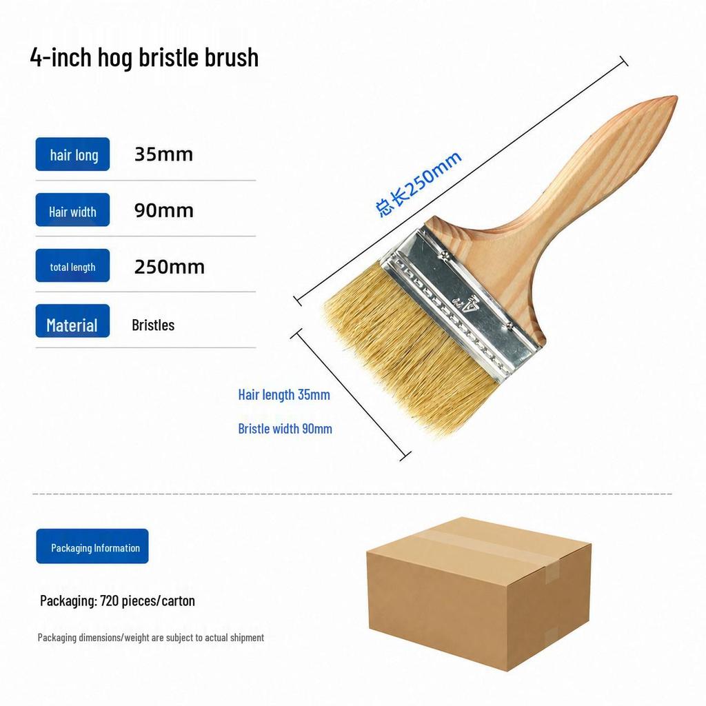 High-Temp Resistant Thick Hog Bristle Brush for Industrial Cleaning & Painting