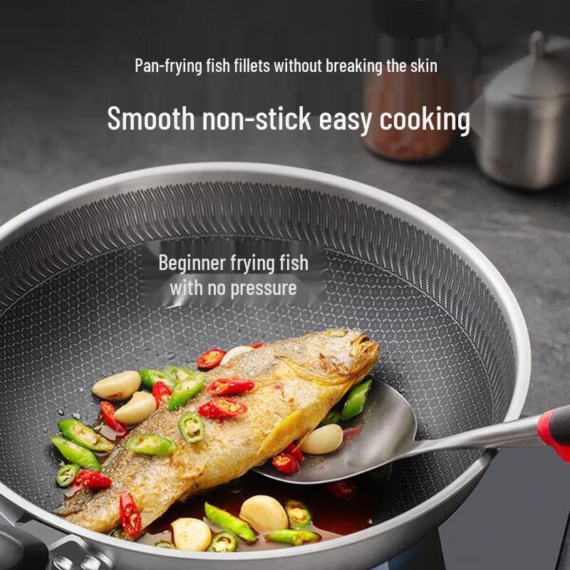 Supor 30cm Honeycomb Non-stick Stainless Steel Wok