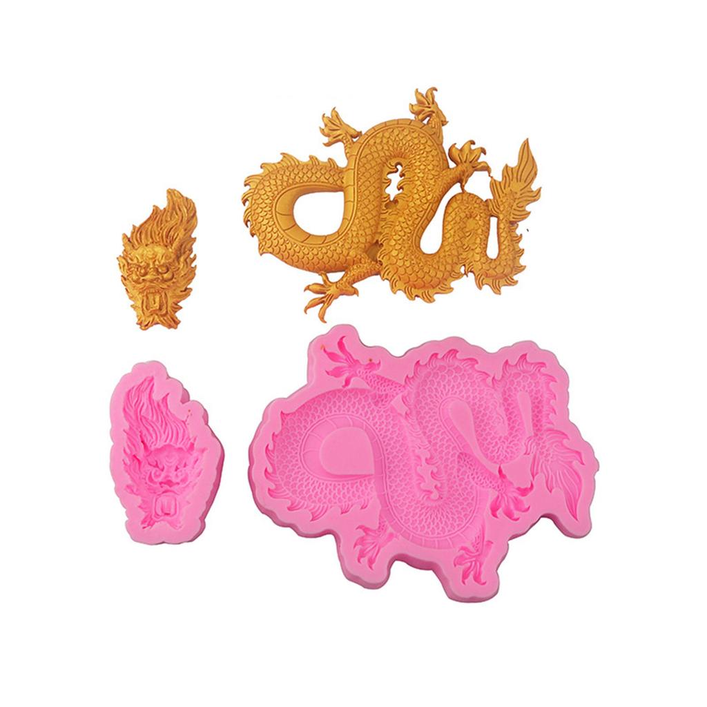 Patterned Dragon Fondant Chocolate Mould Cake-Topper Baking Tools Handmade-Soap Silicone Ornaments Mold Easy To Clean