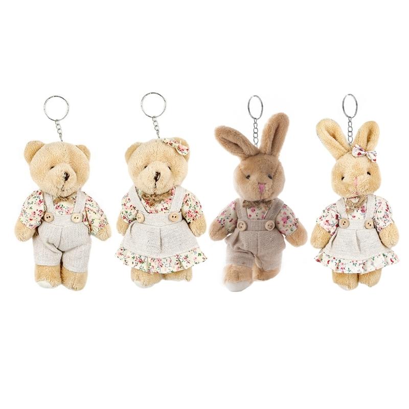 Plush-Bear Keychain Aniaml Key-Ring Hanging-Ornament Plush-Stuffed Animal Car Key-Holder for Girls Women Couple Gift