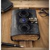 Handmade Black Leather Triple Moon with Blue Stone Journal Unlined Paper Dairy