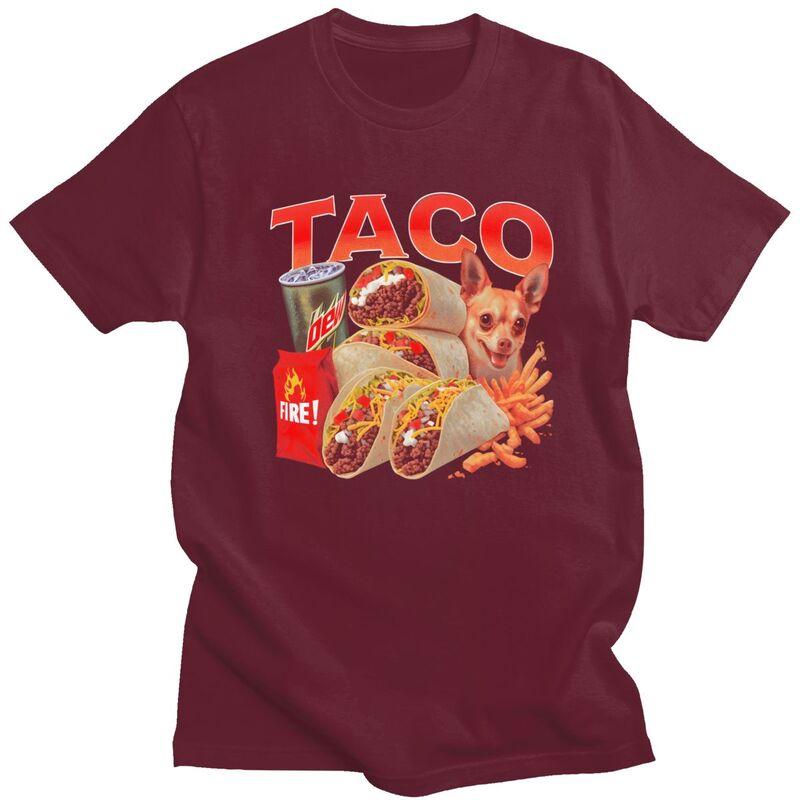 Mens Taco Bell Meme Dog T Shirt Round Neck Pure Cotton Short Sleeve Tee Shirt Casual Loose Oversized Summer Tyle Clothing
